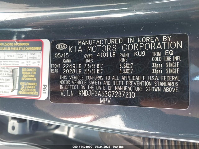 KIA SOUL + 2016 KNDJP3A53G7237210 Image 9