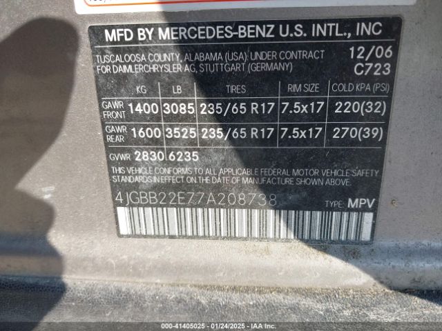 2007 MERCEDES-BENZ ML 320 CDI 4JGBB22E77A208738 Photo 8