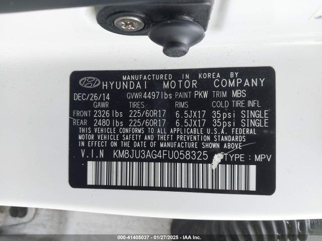 KM8JU3AG4FU058325 Hyundai TUCSON SE
