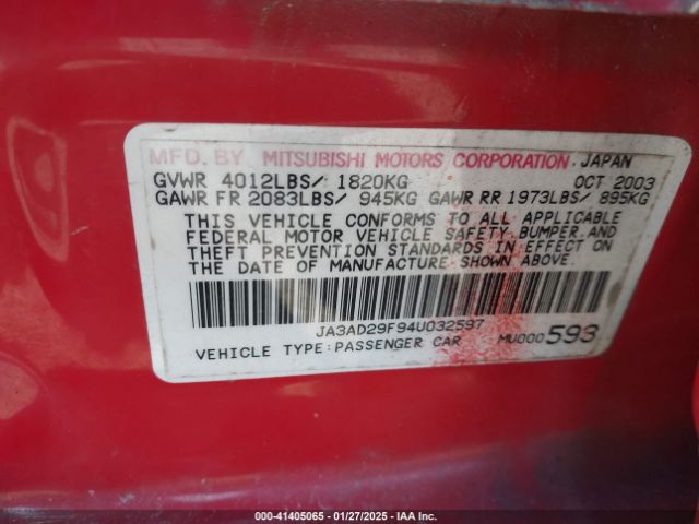 2004 MITSUBISHI LANCER SPORTBACK JA3AD29F94U032597 Photo 8