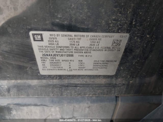 2GNAXJEV7J6112806 Chevrolet EQUINOX LT