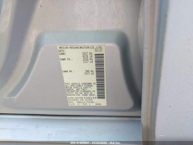 1N4AL3AP2HN339534 Nissan Altima 2.5 S