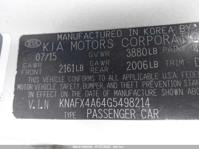KIA FORTE LX 2016 KNAFX4A64G5498214 Image 9
