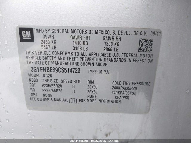 2012 CADILLAC SRX 3GYFNBE39CS514723 Photo 8