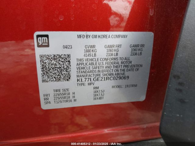 KL77LGE21RC029069 Chevrolet Trax Fwd 1rs