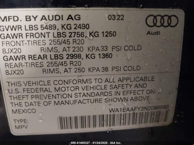 2022 AUDI Q5 WA1EAAFY3N2088893 Photo 8