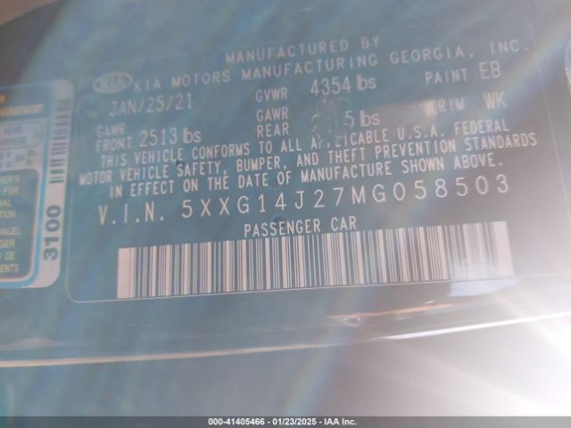 5XXG14J27MG058503 KIA K5 LXS