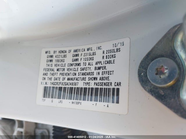 Honda Accord Ex-l 2016 1HGCR2F82GA048567 Image 9