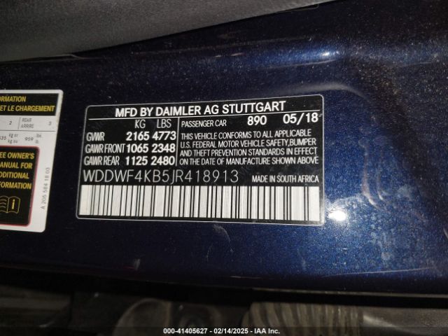 WDDWF4KB5JR418913 Mercedes-Benz C 300 4matic