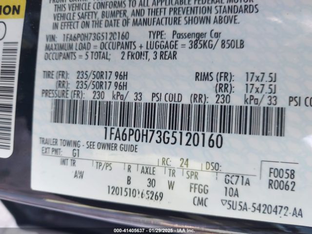 1FA6P0H73G5120160 Ford FUSION SE