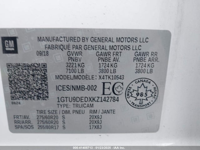 1GTU9DEDXKZ142784 GMC Sierra 1500 Slt