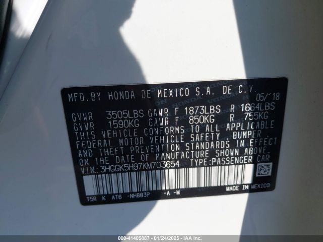 3HGGK5H97KM703654 Honda Fit Ex-l