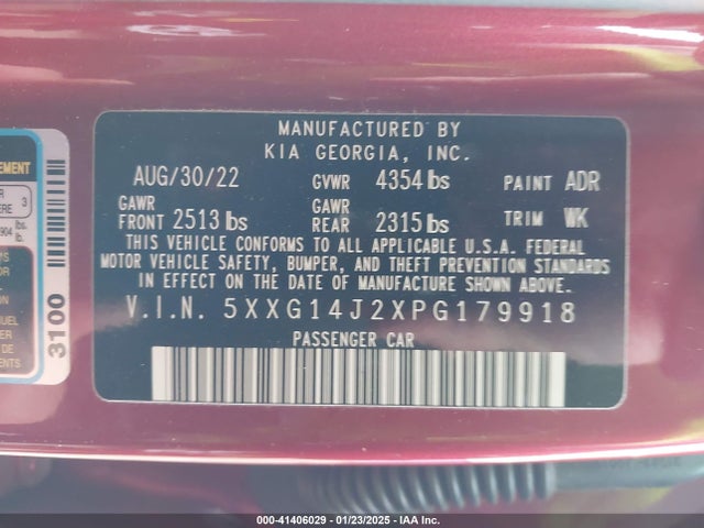 5XXG14J2XPG179918 KIA K5 LXS