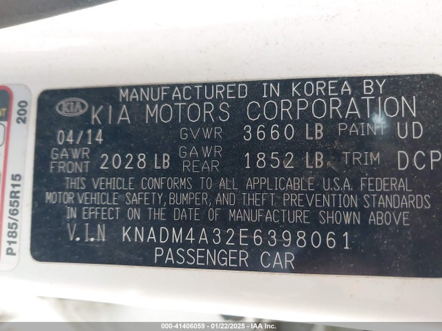 KIA RIO LX 2014 KNADM4A32E6398061 Image 9
