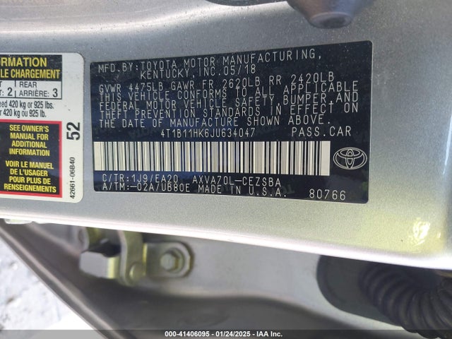 Toyota CAMRY SE 2018 4T1B11HK6JU634047 Image 9