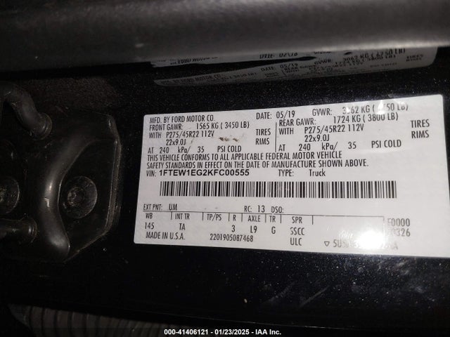 1FTEW1EG2KFC00555 Ford F-150 Limited