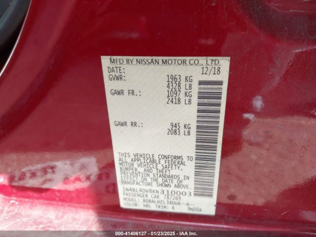 2019 NISSAN ALTIMA 1N4BL4DV8KN310003 Photo 8