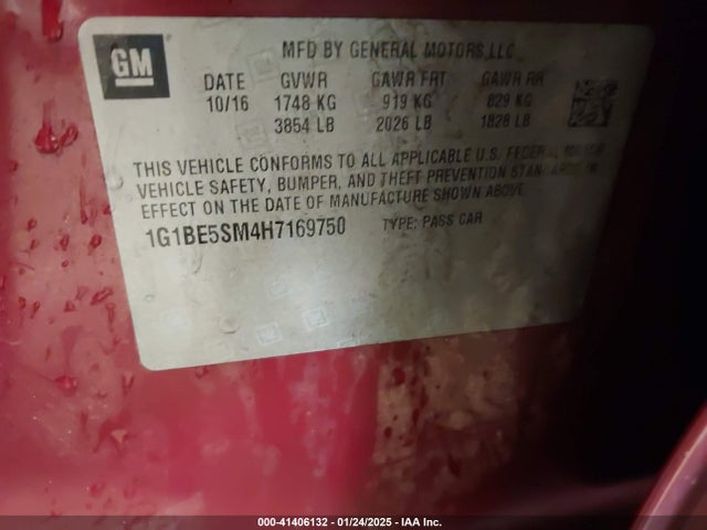 1G1BE5SM4H7169750 Chevrolet Cruze Lt Auto