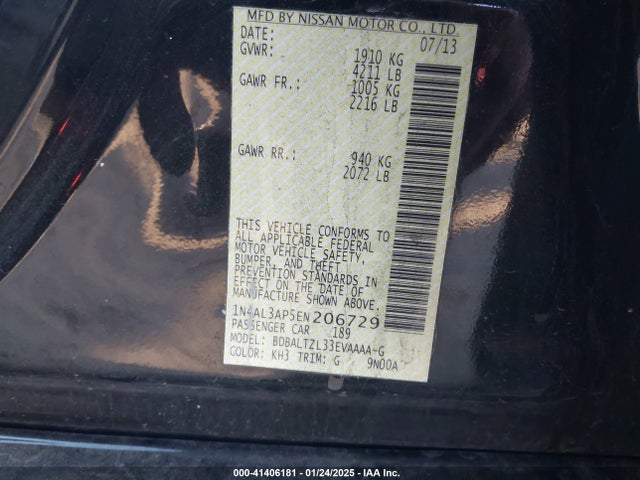 Nissan Altima 2.5 Sv 2014 1N4AL3AP5EN206729 Image 9