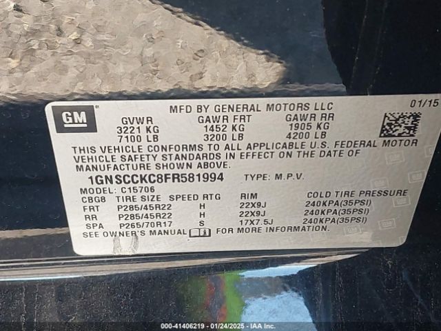 1GNSCCKC8FR581994 Chevrolet Tahoe Ltz