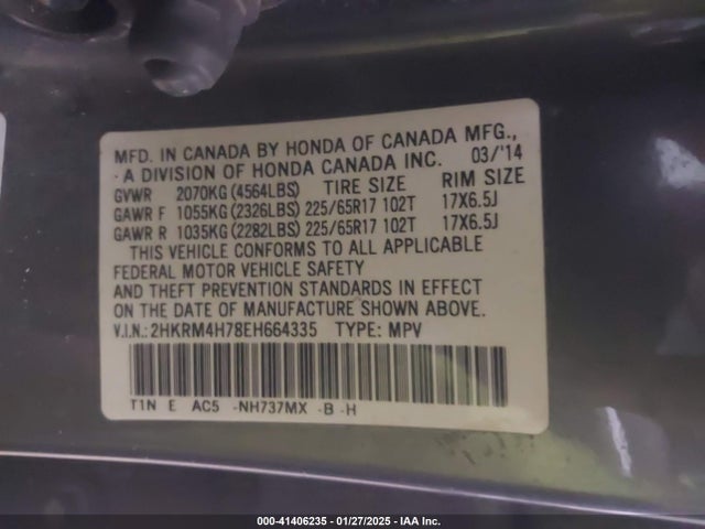 Honda Cr-v Ex-l 2014 2HKRM4H78EH664335 Image 9