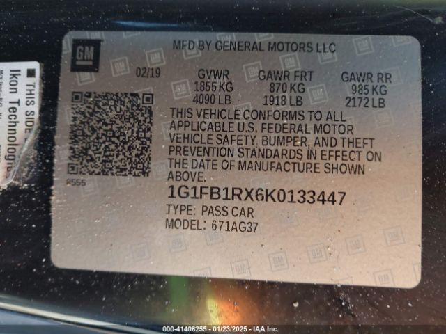 1G1FB1RX6K0133447 Chevrolet Camaro 1lt