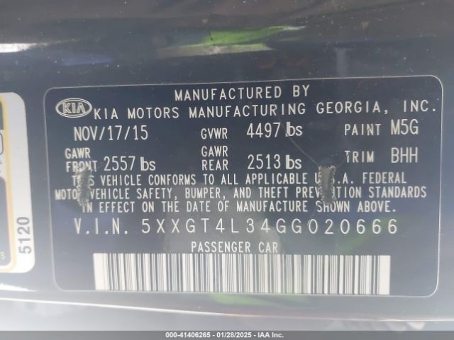 5XXGT4L34GG020666 KIA Optima Lx