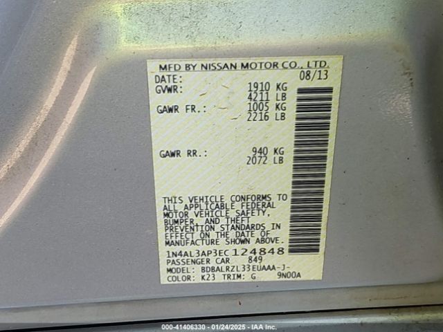 1N4AL3AP3EC124848 Nissan Altima 2.5 S