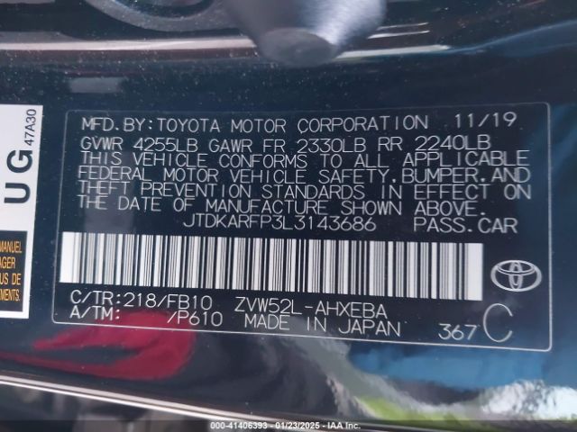 JTDKARFP3L3143686 Toyota Prius Prime Le