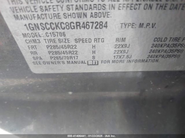 1GNSCCKC8GR467284 Chevrolet Tahoe Ltz