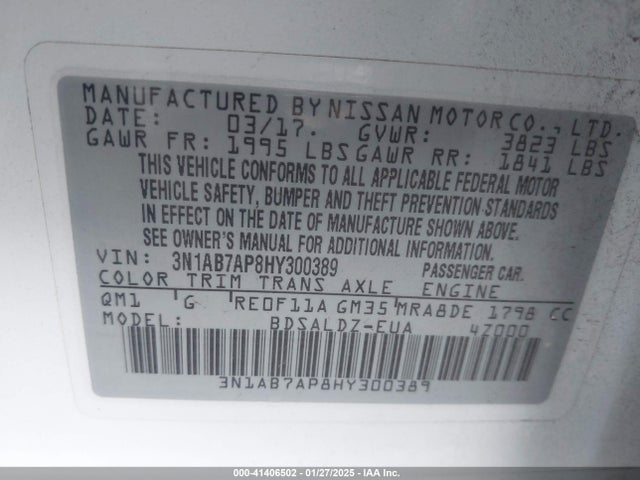 3N1AB7AP8HY300389 Nissan SENTRA SV