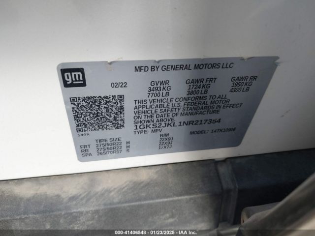 1GKS2JKL1NR217354 GMC Yukon Xl 4wd Denali