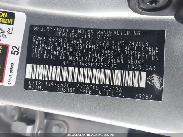4T1G11AK5PU773790 Toyota CAMRY SE