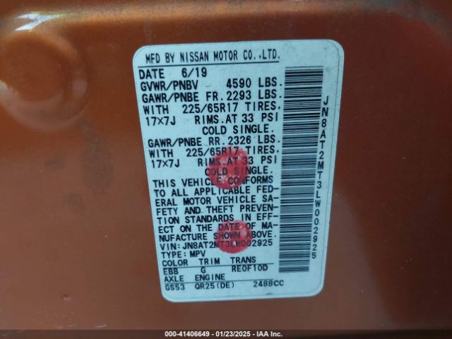 JN8AT2MT3LW002925 Nissan Rogue
