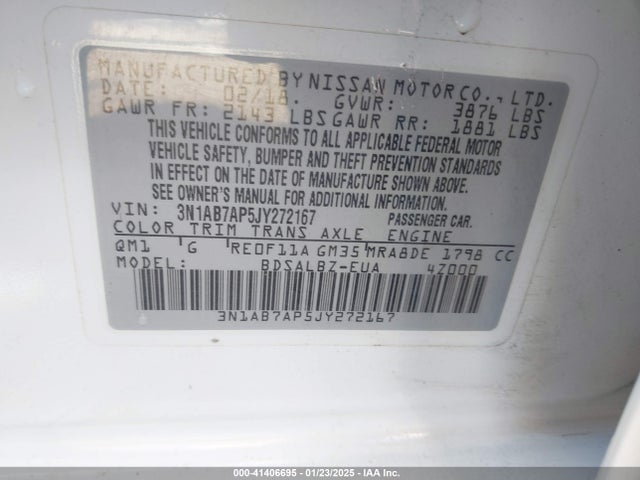 3N1AB7AP5JY272167 Nissan SENTRA S