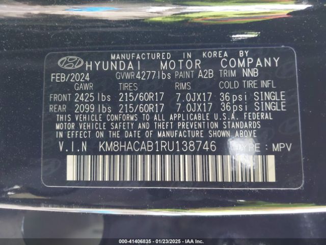 KM8HACAB1RU138746 Hyundai Kona Se