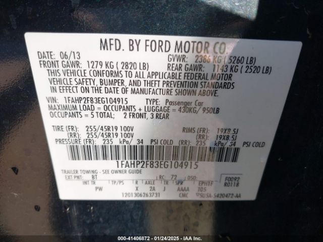 1FAHP2F83EG104915 Ford Taurus Limited