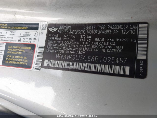 2011 MINI COOPER WMWSU3C56BT095457 Photo 8