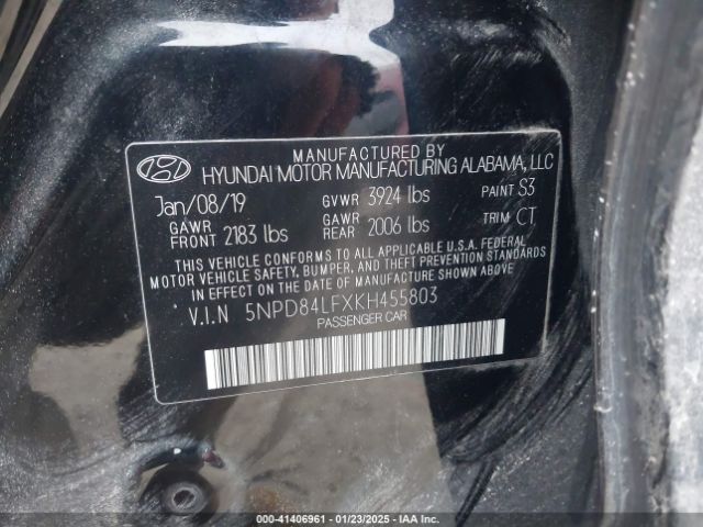 5NPD84LFXKH455803 Hyundai ELANTRA SEL