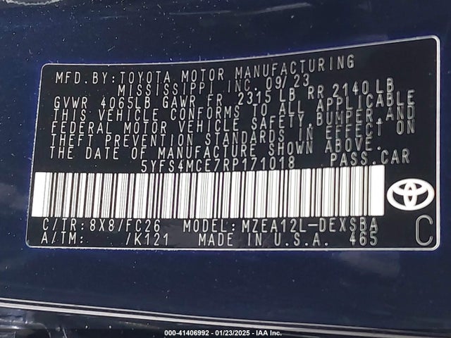 5YFS4MCE7RP171018 Toyota COROLLA SE
