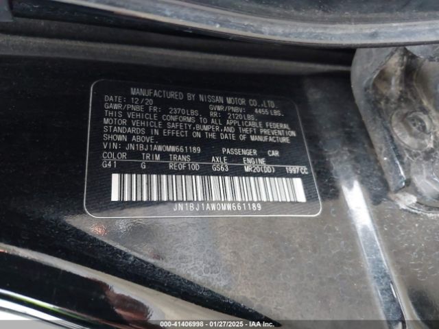 JN1BJ1AW0MW661189 Nissan Rogue Sport S Awd Xtronic Cvt