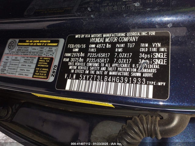 5XYZT3LB4HG391933 Hyundai Santa Fe Sport 2.4l