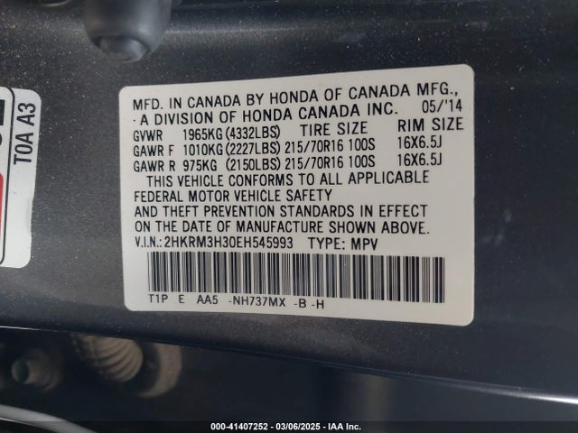Honda CR-V LX 2014 2HKRM3H30EH545993 Image 9