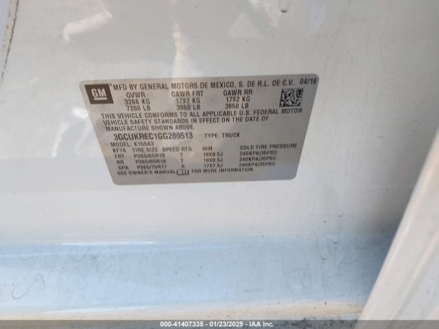 3GCUKREC1GG289513 Chevrolet Silverado 1500 1lt