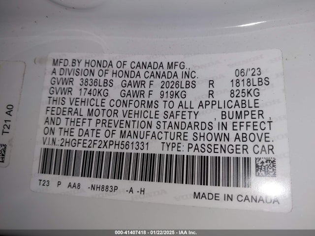 Honda Civic Lx 2023 2HGFE2F2XPH561331 Image 9