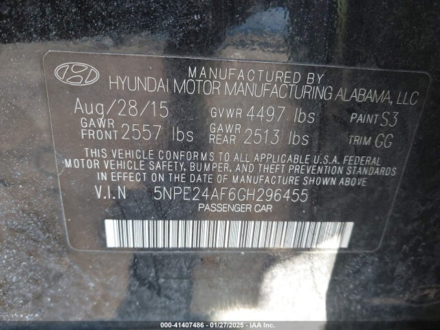 Hyundai SONATA SE 2016 5NPE24AF6GH296455 Image 9