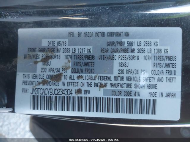 JM3TCACY9J0234304 Mazda Cx-9 Touring