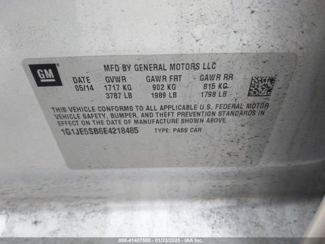 1G1JE5SB6E4218485 Chevrolet Sonic Ltz Auto
