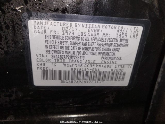 3N1AB7AP2HY283119 Nissan SENTRA S