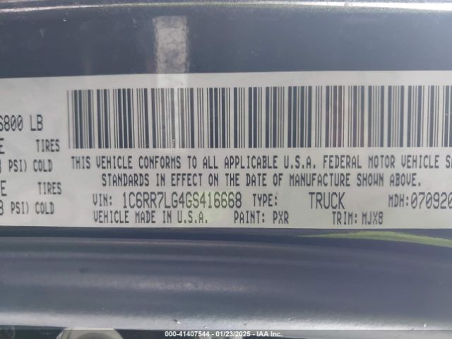 1C6RR7LG4GS416668 RAM 1500 Outdoorsman